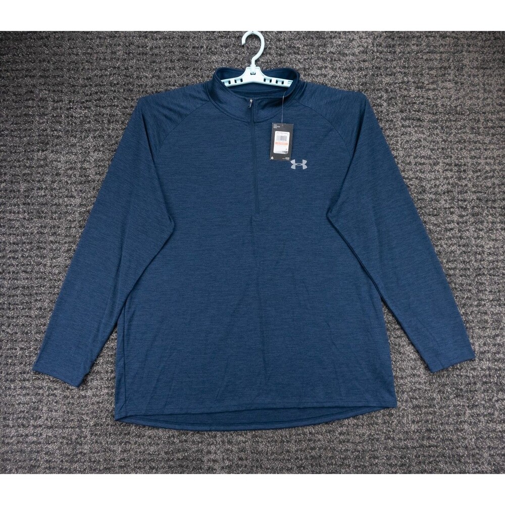 Under Armour Shirt Mens 3XL Blue 1/4 Zip Tech 2.0 Performance Long Sleeve Golf